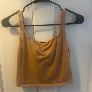 American Eagle Outfitters Gold Ruched Crop Tank Top
